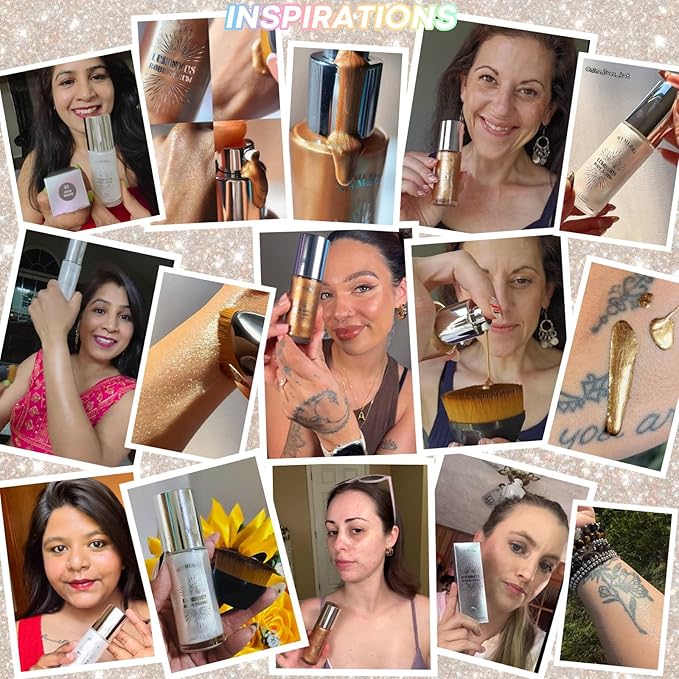 Body Shimmer Oil, Suncreen 50ml Liquid Highlighter Bronzer Body Glitter Oil Long Lasting Moisturizing Makeup Lotion Illuminate Serum Glow Shimmer Skin 1.7 Fl Oz（Bronze Gold #02)