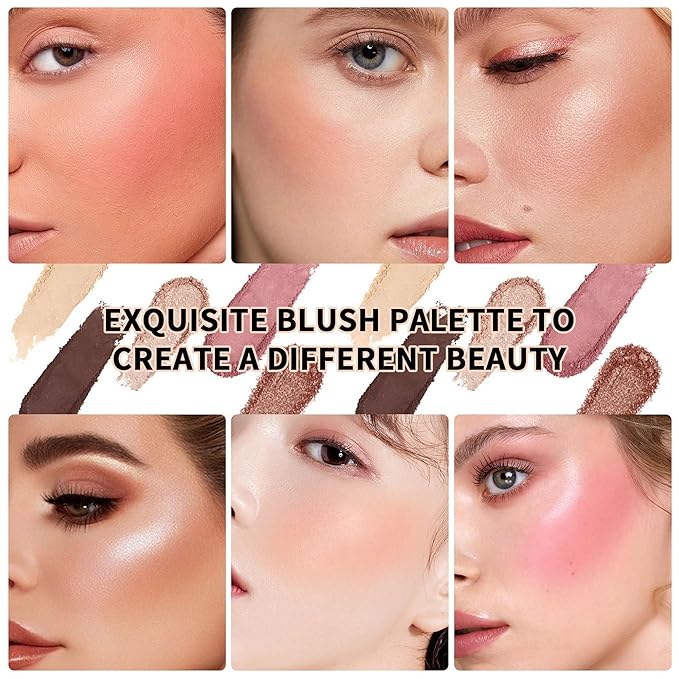 Radiant Rosé Blush Palette - 6 Shades, Fresh Up Palette
