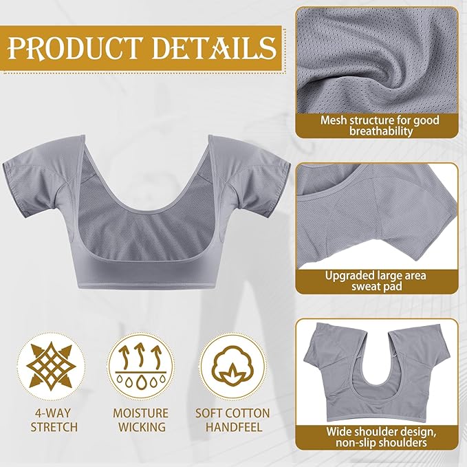Zhanmai 3 Pcs Underarm Sweat Vest Armpit Sweat Proof Pads for Under Armpits Underarm Proof Pads for Women