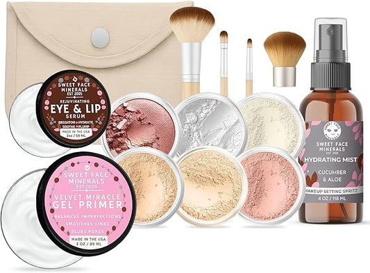 TIMELESS LOOK KIT (FAIR 2) Full Size Mineral Makeup Set Matte Foundation Bare Face Sheer Powder Cover