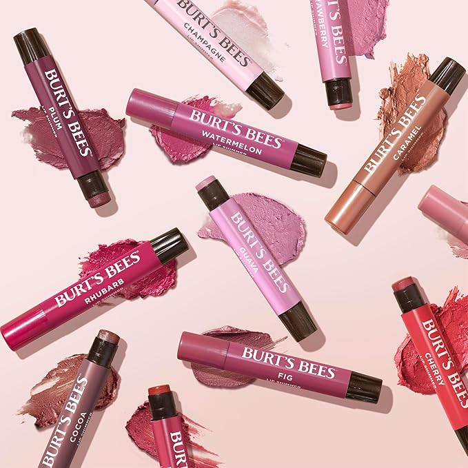Burt's Bees Shimmer Lip Tint, Tinted Lip Balm Stick, Moisturizing for All Day Hydration with Natural Glowy Pigmented Finish & Buildable Color, Fig, 1 Tube, 0.09 oz.