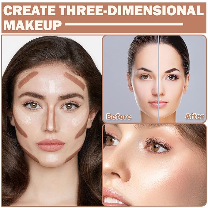 CAHIUYOA 2 Color Cream Contour Stick,Cream Bronzer Highlighter - Deep