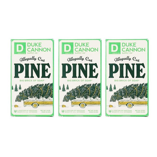 Duke Cannon Supply Co. Big Brick of Soap Bar for Men Holiday Edition - Illegally Cut Pine (Fresh Cut Pine Scent), 10 oz. (3 Pack)