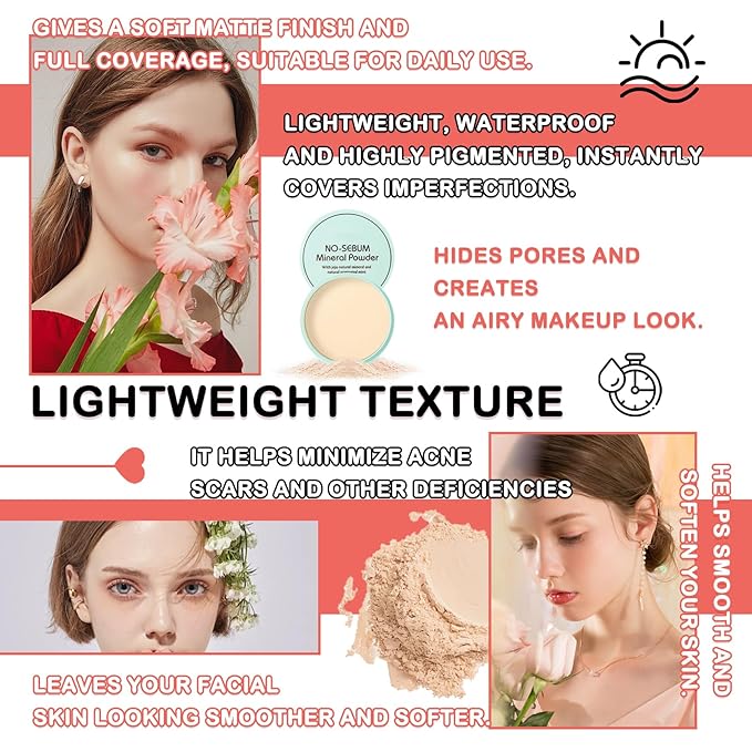 Mushroom Head Air Cushion CC Cream Full Coverage Liquid Foundation Set,Oil Control Concealer Lasting Moisturizing BB Cream,Loose Setting Face Powder Moisturizer Base Primer Makeup with Makeup Sponge