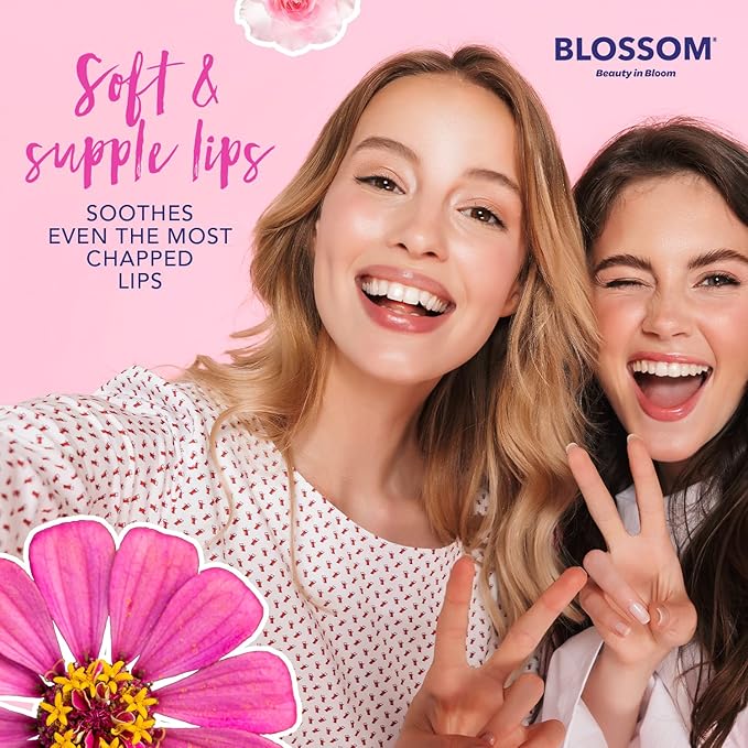 Blossom Roll on Lip Gloss, Scented Clear High Shine Moisturizing Lip Oil, Non Sticky, Infused with Real Flowers, Made in USA, 0.2oz, Vanilla Hemp