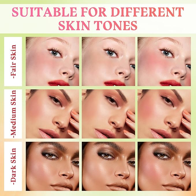 3PCS Blush Stick for Cheeks,Multi-use Solid Matte Makeup Stick Blush Cream for Cheek Eyes and Lips Tint,Moisturizing Tinted Cream Blush,Natural Blendable Cheek Blusher with 3 Makeup Sponges A3