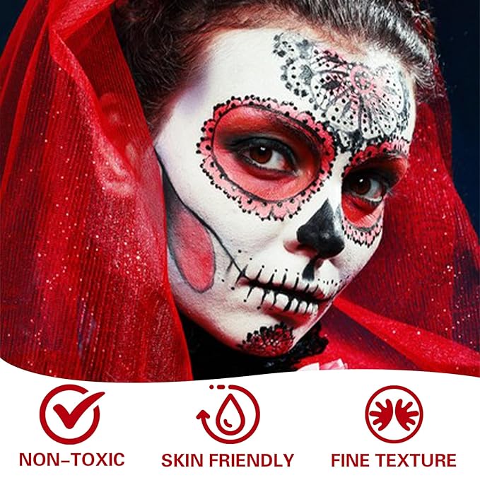 3 Colors Black White Red Face Body Paint