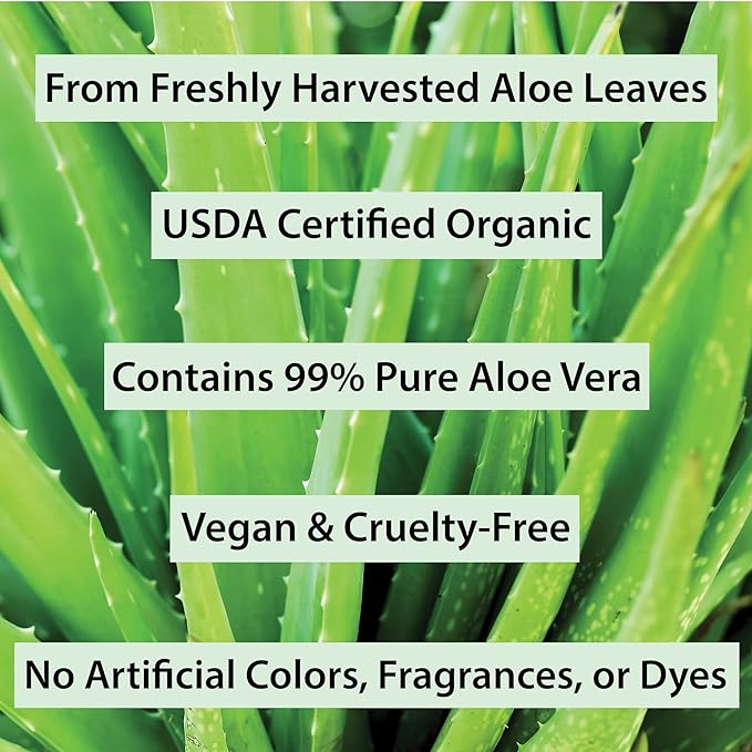 USDA Organic Aloe Vera Gel - For Face, Body, Hair - 100% Pure, After Sun Care