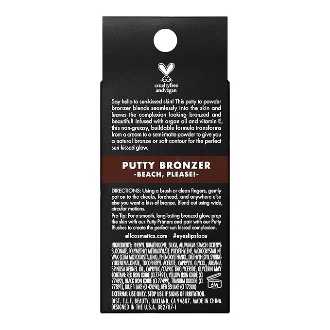 e.l.f. Putty Bronzer, Creamy & Highly Pigmented Formula, Beach, Please!, 0.35 Oz