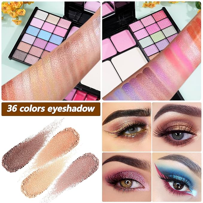 Makeup Kit Eyeshadow Palette for Women Full Gift Kit Girl Kids 49 Colors Makeup Set Combination Eyeshadow Palette with 12pcs Makeup Brushes