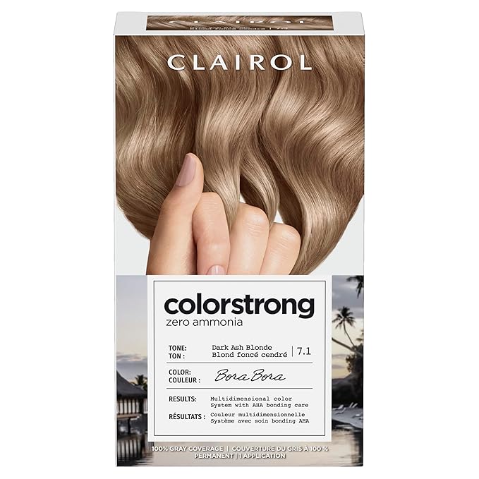 Clairol ColorStrong Permanent Zero Ammonia Hair Dye, 7.1 Dark Ash Blonde - Bora Bora Hair Color, Pack of 1