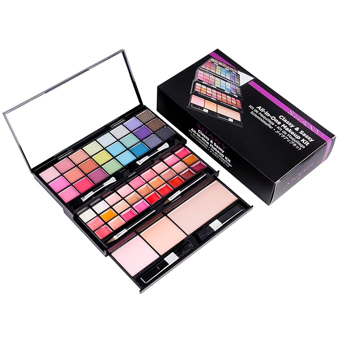 SHANY Classy & Sassy All-in-One Makeup Kit Makeup Set with Cosmetics Mirror, Makeup Applicators, 24 Eye Shadows Colors, 18 Lipstick Lip Glosses, 2 Blushes, and 1 Bronzer - Premium Giftable Packaging