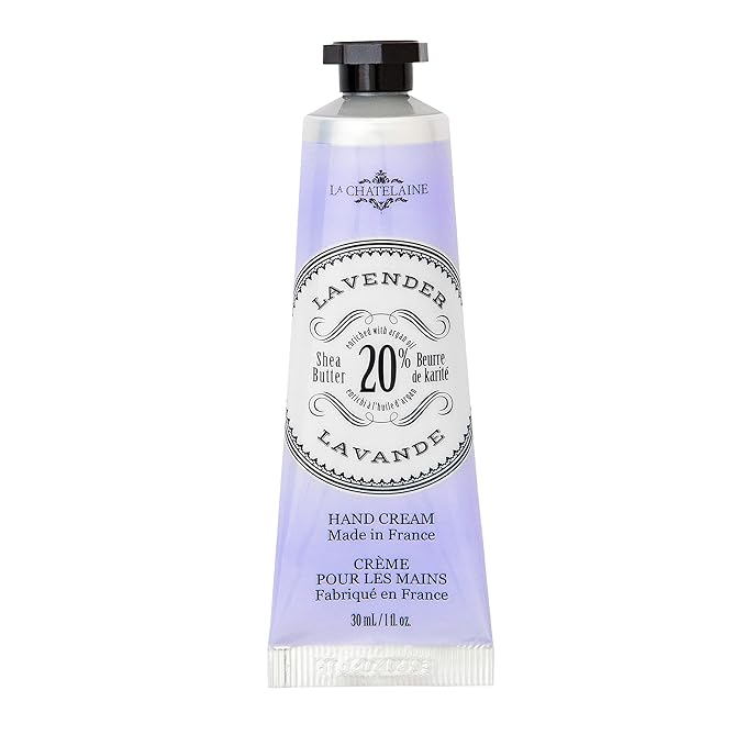 La Chatelaine 20% Shea Butter Hand Cream Travel Size, Organic Argan Oil, Moisturizing, Nourishing, Repairing, Extra-Rich Hand Lotion, Made in France, Paraben Free, 1 oz / 30ml (Lavender)
