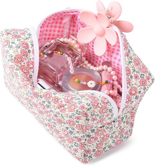 Soidram floral makeup bag quilted