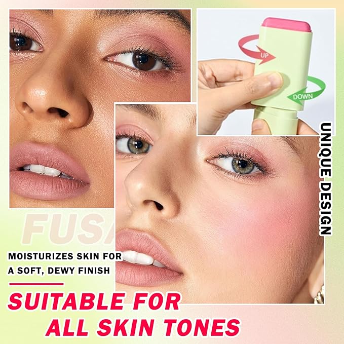 Multi-Use Cream Blush Stick,Soft Smooth Makeup Blush Stick for Cheeks Lips & Face,Waterproof Long Lasting Blendable Lightweight Face Blush Stick Matte Makeup for All Skin Types