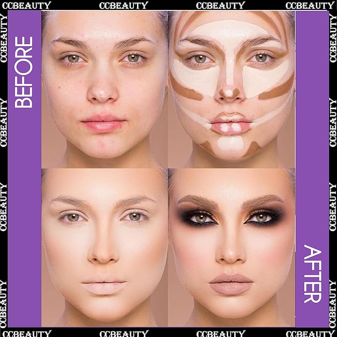 CCbeauty 2-IN-1 Contour Stick Cool Tone, Cream Dual Bronzer Concealer Shade with Cool toned Matte Finish, Contouring Bronzing Makeup for Face Shaping Makeup, Amber & Soft Amber