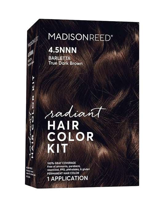 Madison Reed Radiant Hair Color Kit | 4.5NNN Dark Brown (Barletta Brown) for 100% Gray Hair Coverage | Salon Quality Permanent Hair Dye | PPD-Free & Ammonia-Free | (Packaging May Vary) 1 Pack