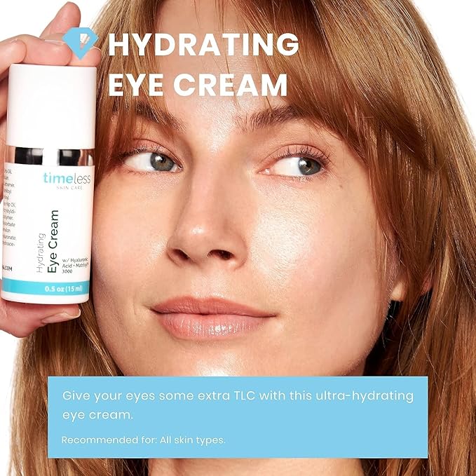 Timeless Skin Care Hydrating Eye Cream - Skin Care Cream for Eyes with Hyaluronic Acid - Hydrating Beauty Product for Personal Care - 0.5 oz (Pack of 2)