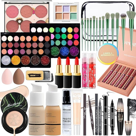 Makeup Set Makeup Set for Women Girls Teens Full Kit, Makeup Present Set for Beginners and Professionals Include Eyeshadow Palettes, Foundation, CC Cream, Liquid Lipsticks Set