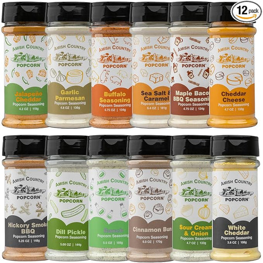 Amish Country Popcorn | 12 Pack Mixed Seasoning Bundle | Old Fashioned, Non-GMO and Gluten Free