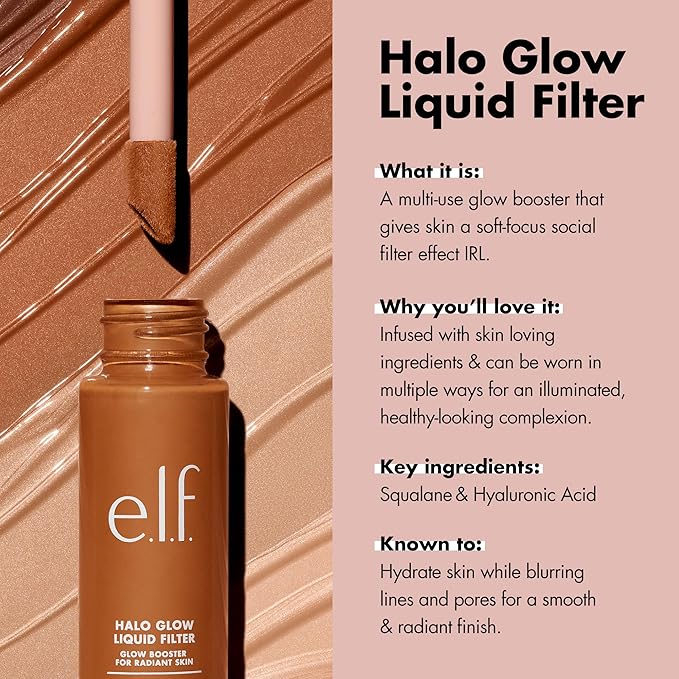 e.l.f. Halo Glow Liquid Filter, Complexion Booster For 0.5 Fair