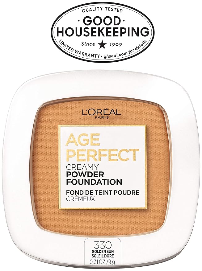 L’Oréal Paris Age Perfect Creamy Powder Foundation Compact, 330 Golden Sun, 0.31 Ounce