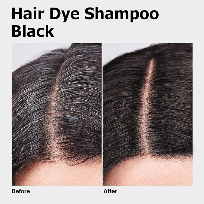 Hair Dye Shampoo, Gray Hair Coverage Dye Shampoo, Hair Color Shampoo for All Hair Types, Champu Para Canas, Suitable for Home and Salon (Black)