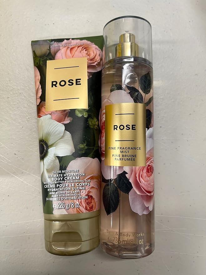 Bath and Body Works - Rose - Ultra Shea Body Cream and Fine Fragrance Mist -8 Oz 2018