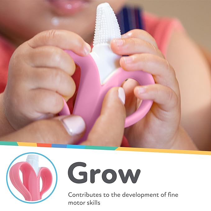 Nuby NanaNubs Banana Massaging Toothbrush - Baby Teething Toy - 3+ Months - Pink