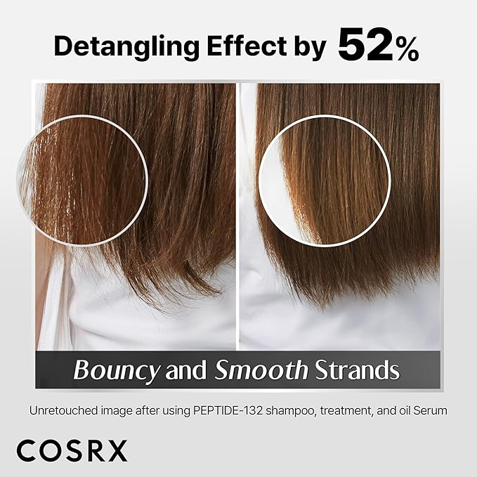 COSRX PEPTIDE 132 Hair Bonding Oil Serum, Travel Size Keratin Treatment for Frizzy, Damaged, Dry Hair – Repairs Split Ends, Adds Hair Gloss with Argan & Jojoba Oils – For All Hair Types – 0.94 fl oz