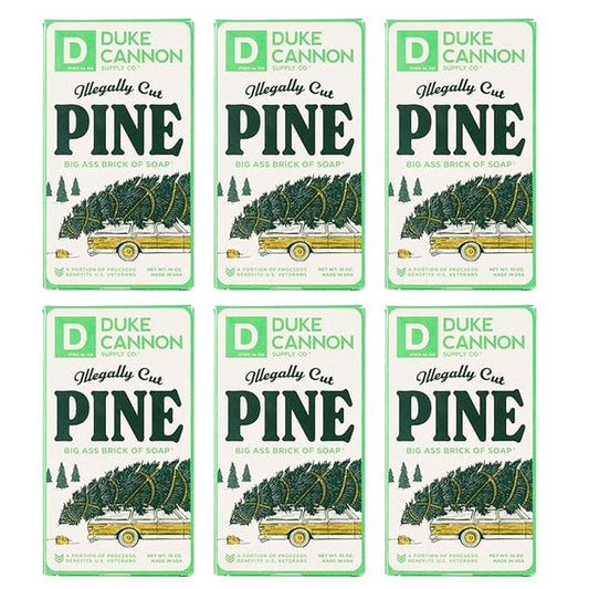 Duke Cannon Supply Co. Big Brick of Soap Bar for Men Holiday Edition - Illegally Cut Pine (Fresh Split Pine Scent), 10 oz. (6 Pack)