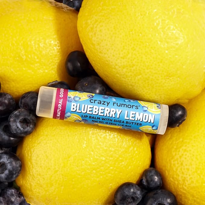 Crazy Rumors Blueberry Lemon Flavored All Natural, Plant Based Lip Balm to Moisturize and Nourish your Lips - Blueberry Lemon (2-Pack)