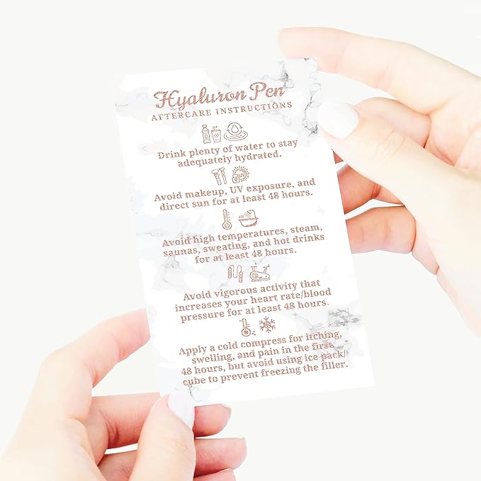 100 Pack - Premium Hyaluron Pen Lip Filler Aftercare Instructions Card 2 x 3.5" Accessories Supplies Kit Care - HP21A100_N