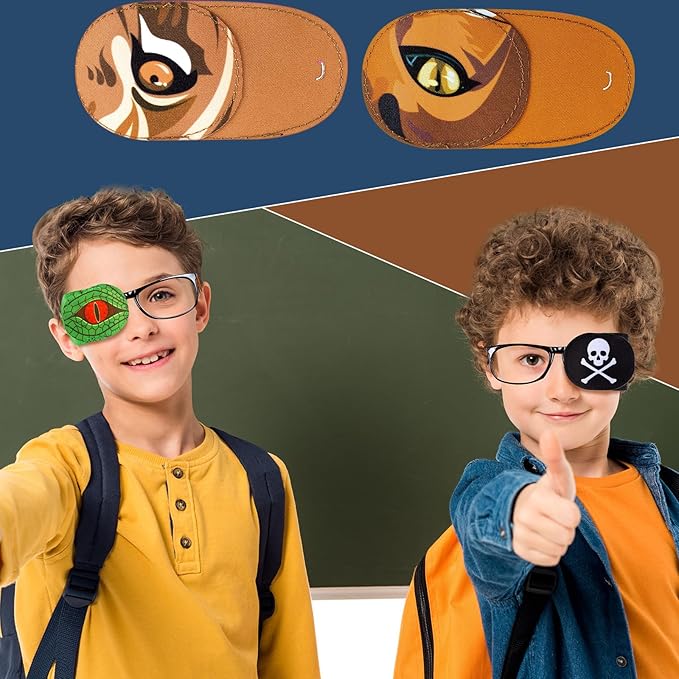 Newcotte 12 Pcs Eye Patch for Kids Girls Boys Reusable Eye Patch for Glasses over the Lens Colorful Eye Patch Toddler Eye Patch Adorable Kids Eye Patches Assorted Eye Patch Cover (Spooky)