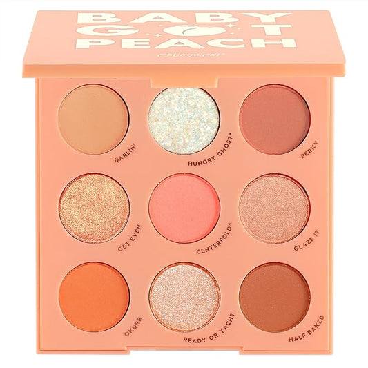 ColourPop Baby Got Peach Shadow Palette - Orange & Coral Shadows with Metallic, Matte and Glitter Finishes - High-Pigment Makeup with a Long-Wearing Formula (0.3 oz)
