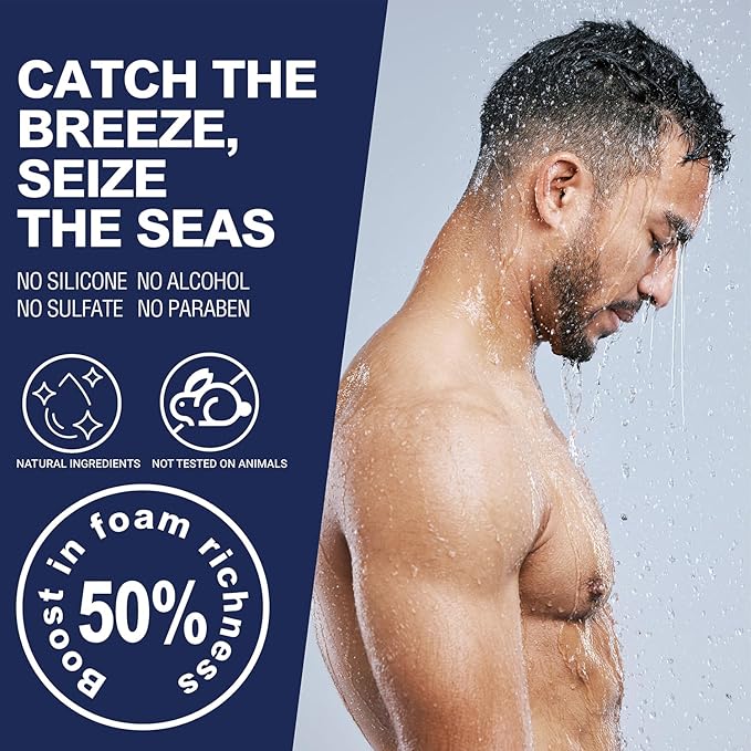 Bath and Body Gift Set for Men Body Wash Set with Fresh Ocean Scent Shower Gel, Body Lotion, Shampoo, Birthday Gifts for Men,regalos para hombre, Birthday Gifts for Him