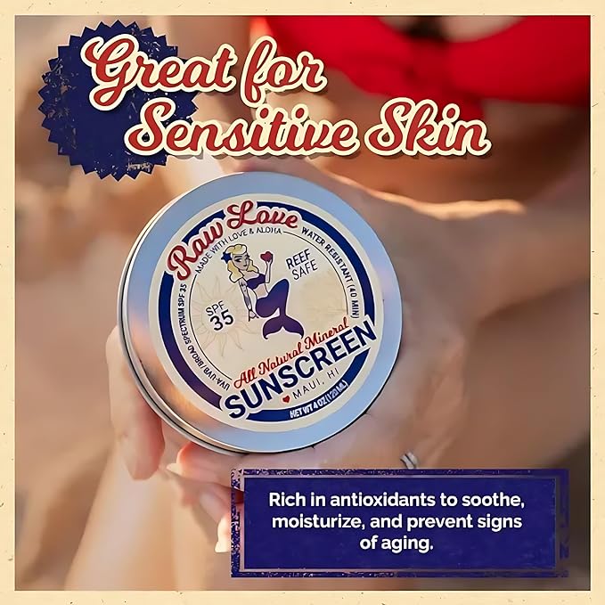 Raw Love Reef Safe Sunscreen SPF 35 | Mexico & Hawaii Approved Biodegradable Sunscreen | Travel Friendly, Water Resistant, Natural, Organic Ingredients | Broad Spectrum Mineral Zinc Oxide | 4 Oz