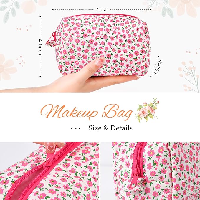 Soidram pink makeup bag floral