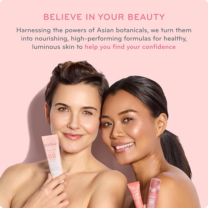 pūrlisse Perfect Glow BB Cream with SPF 30 - Matte Meets Dewy Finish - Enriched with Goji & Hawthorn Berry to Help Improve Skin Texture & Radiance - Medium (1.4 oz)