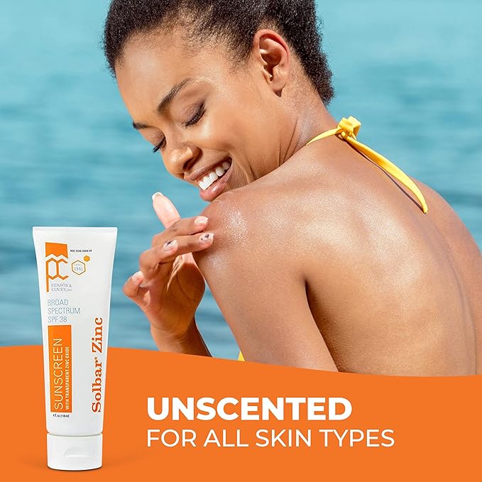 SOLBAR Sunscreen Zinc Unscented Transparent Cream SPF 38, 4 oz