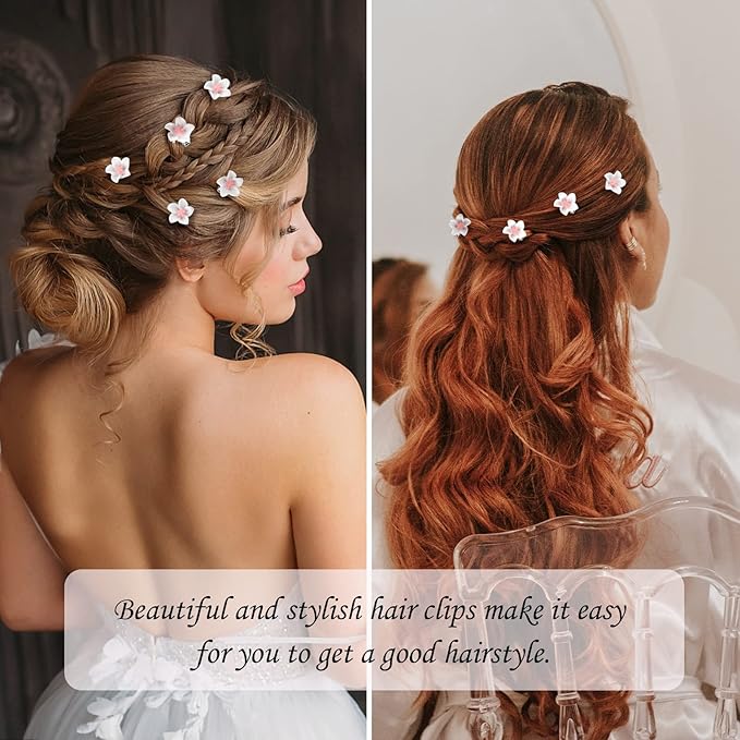 YISSION 20Pcs Mini Lily Flower Hair Clips and Barrettes for Girls & Women - Cute Wedding & Bridal Hair Accessories (Pink)