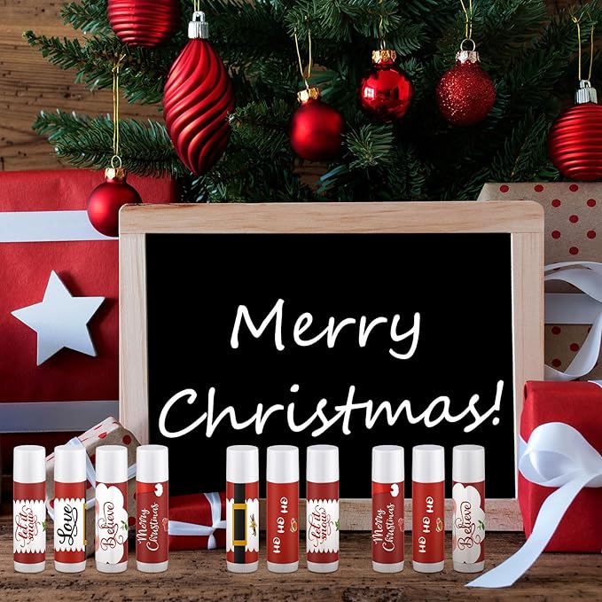 50 Pieces Christmas Santa Lip Balm Bulk Gift Christmas Gift for Women Moisturizing Lip Care Product for Seasonal Winter Holiday Xmas Party Gift