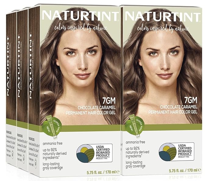 Naturtint 7GM Chocolate Caramel Permanent Hair Color (Pack of 6), Ammonia Free, Vegan, Cruelty Free, up to 100% Gray Coverage, Long Lasting Results (Packaging may vary)
