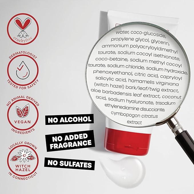 THAYERS Blemish Clearing Face Cleanser with 1.5% Salicylic Acid, Acne Treatment Face Wash, Soothing and Non-Stripping Skin Care, 4.4 Fl Oz