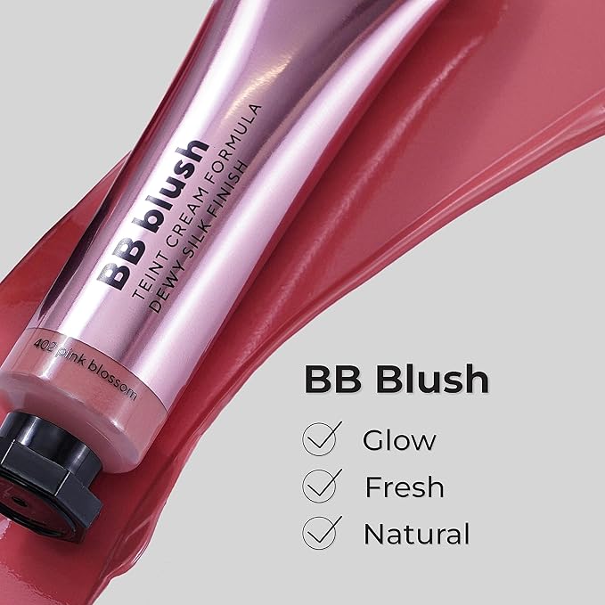 Lamel BB Blush Cheek Makeup - Lightweight and Long Lasting Liquid Blush - Blendable Cream Blush for Cheeks, Natural Finish Cream Contour - Pink Liquid Blush, 402 (Pink Blossom) -10ml/0,33fl.oz