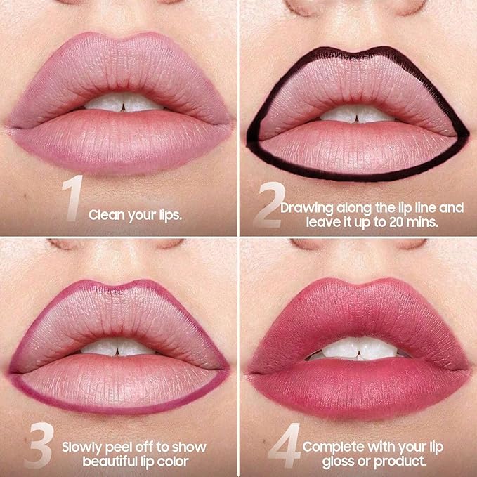 Lip Stain Peel Off - Lip Liner Long-wear & Waterproof Moisturizing Lip Stain with Matte Finish, Transfer-Proof, Non-Stick Cup Lip Tint Stay On All Day (Nude)