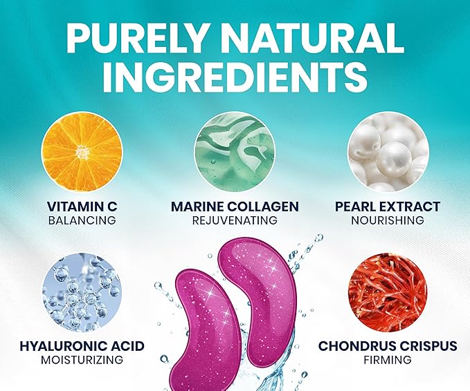 Stylia Collagen & Vitamin C Under Eye Patches for Puffy Eyes & Dark Circles - Depuffing, Hydrating & Firming Under Eye Mask with Hyaluronic Acid - Vegan, Cruelty-Free Skincare (30 Pairs)