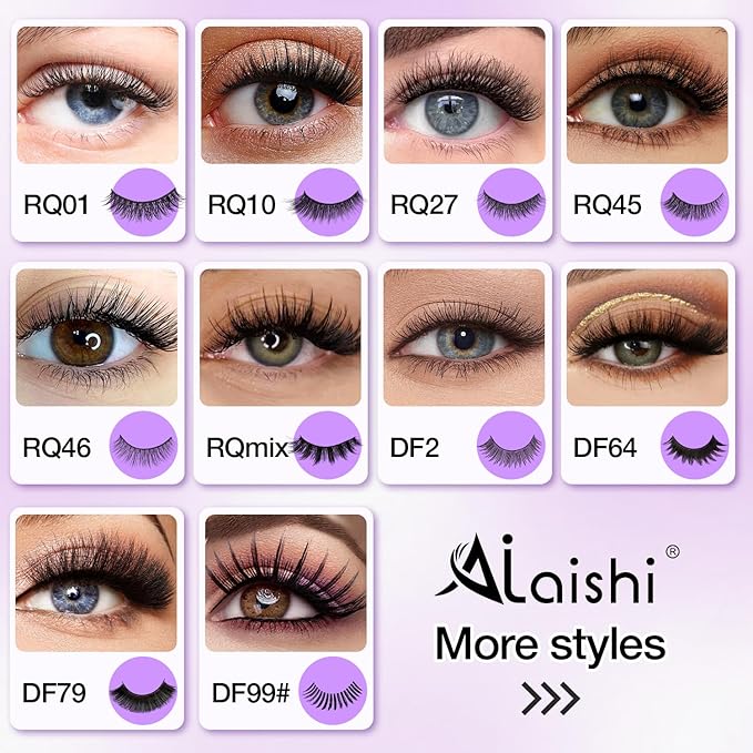 Wispy False Eyelashes Kit With Bond, Seal and Tweezer, 7 Pairs Natural Look Fake Cat Eye Lashes Strips Thin Band Extensions Waterproof Easy Eyelashes for Beginners RQ11