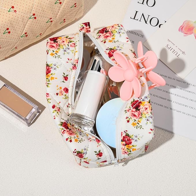 Soidram quilted makeup bag floral