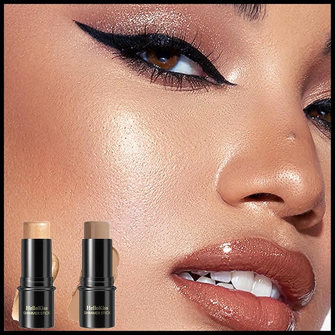 MIELIKKI 2Pcs Cream Contour Stick Makeup, Highlighter Stick and Bronzer Stick for Face Sculpting, Easy to Apply & Blend, Long Lasting, Waterproof, Matte Finish,0409